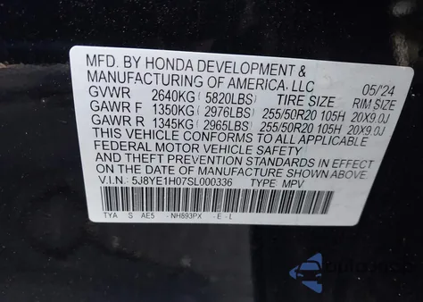 2025 Acura Mdx A-Spec from USA, damaged, VIN 5J8YE1H07SL000336